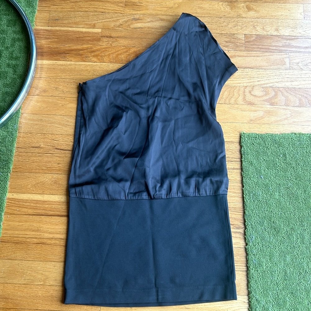 Pure silk amTheory asymmetrical shirt.